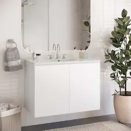 Modway - Bryn Wall-Mount Bathroom Vanity Basin Included - White White