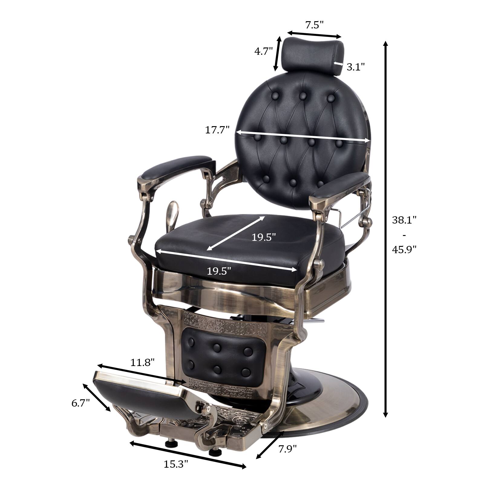 7.5" 4.7" 3.1" 17.7" 19.5" 38.1" 45.9" 19.5" 11.8" 6.7" 15.3" 7.9"