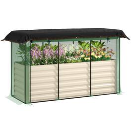 Outsunny - 5.9 x 2 x 1.9 ft Galvanized Raised Garden Bed with Crop Cage Plant Protection Net and Shade Cloth Roof - Beige