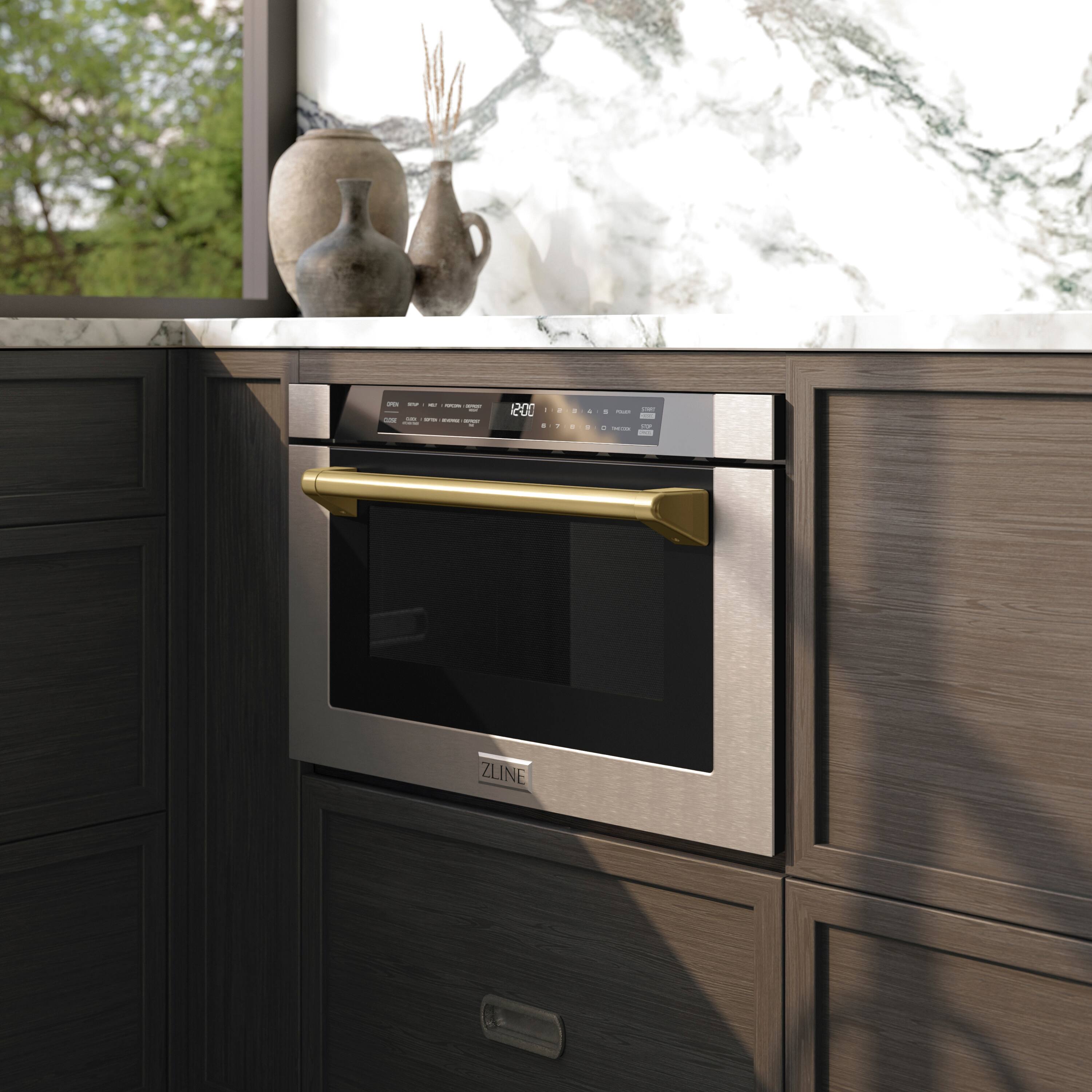 Alt View 10. ZLINE - Autograph Edition 24 in. 1.2 cu. ft. Built-in Microwave Drawer in Stainless Steel and Champagne Bronze Accents - Stainless Steel and Champagne Bronze Accents.