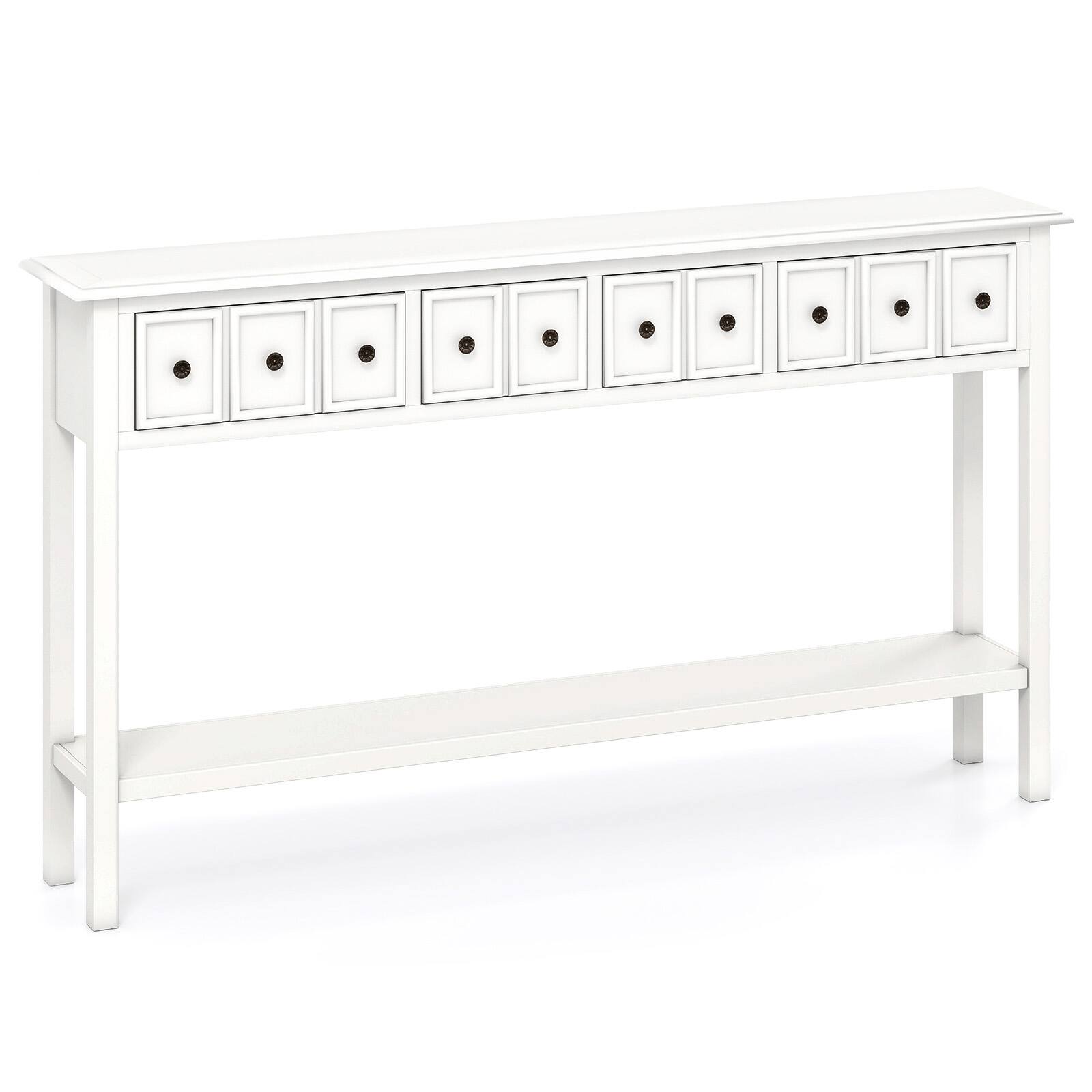 Alt View 9. Gymax - Gymax 60'' Long Narrow Console Table w/4 Drawers & Open Storage Shelf Anti-Tip Kit White - White.