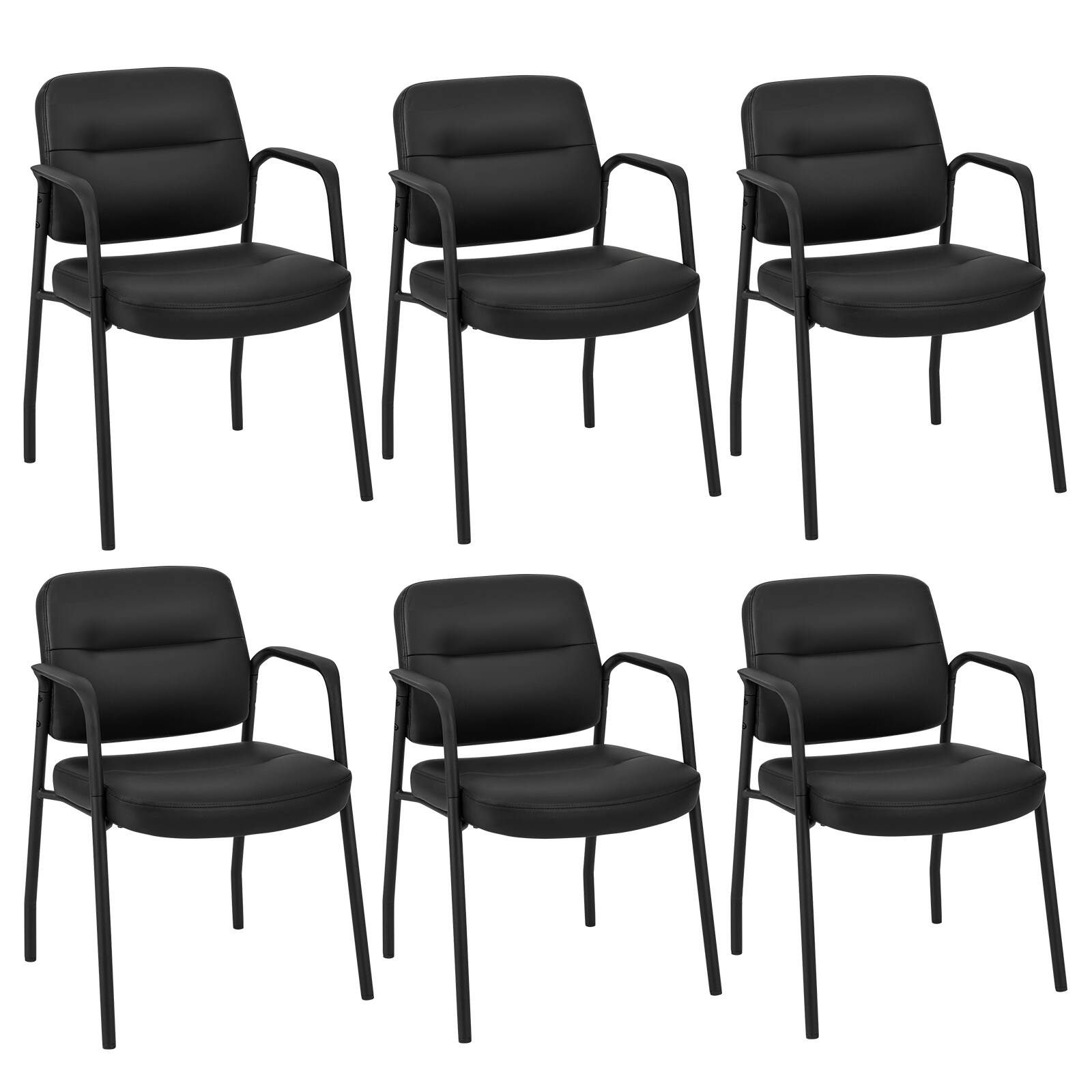 Front. Costway - Costway Waiting Room Chair No Wheels Set of 6 with Integrated Armrests  for Reception - Black.