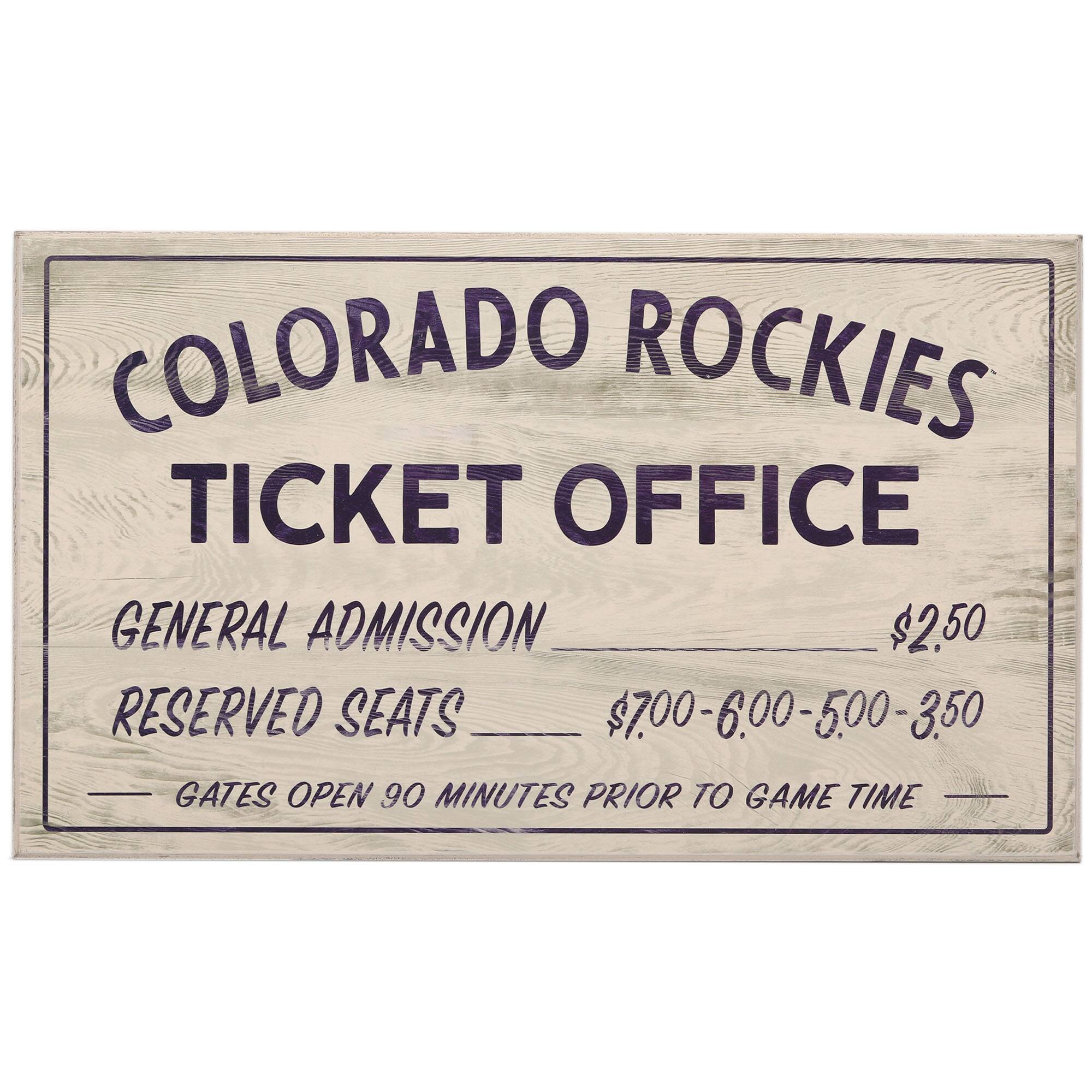 Colorado Rockies 10" x 17" Ticket Office Wood Sign