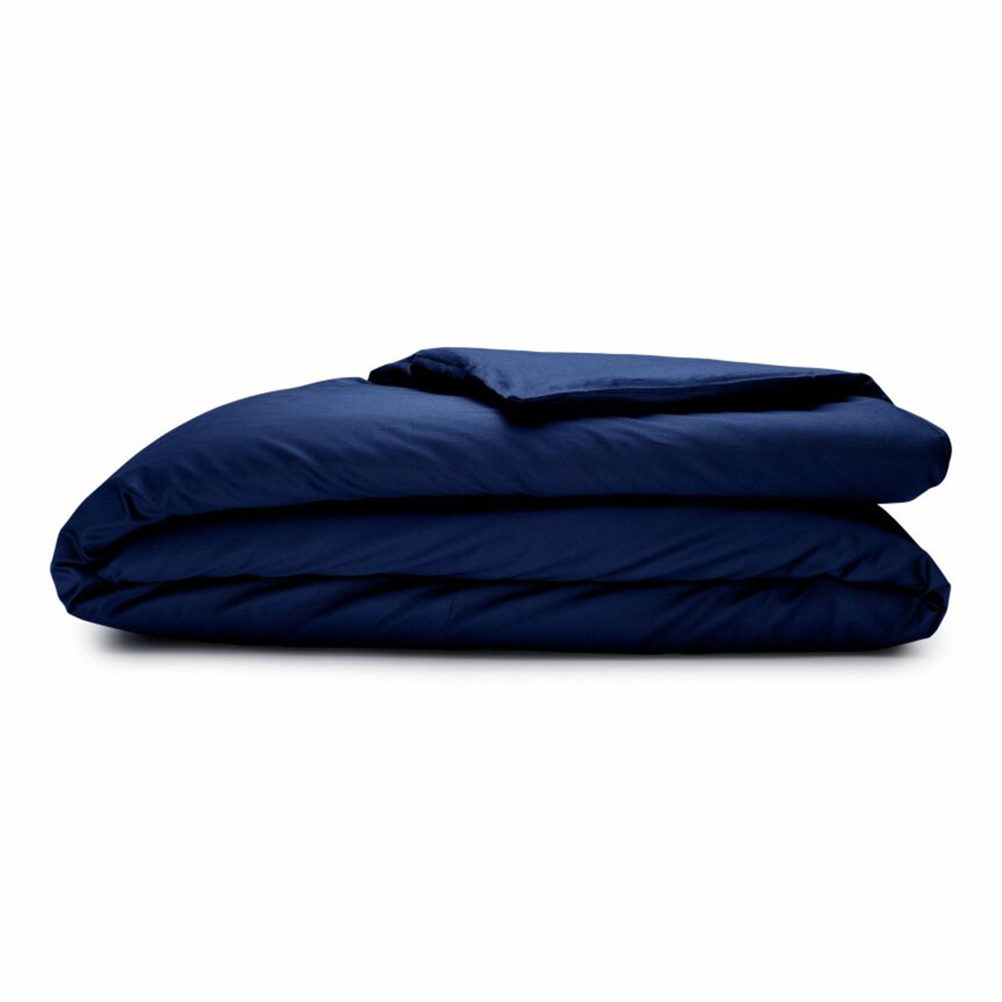 Front. Sleepgram - Sleepgram Supima 400 Thread Count Cotton Duvet Cover and Travel Bag, Queen, Blue - Blue.