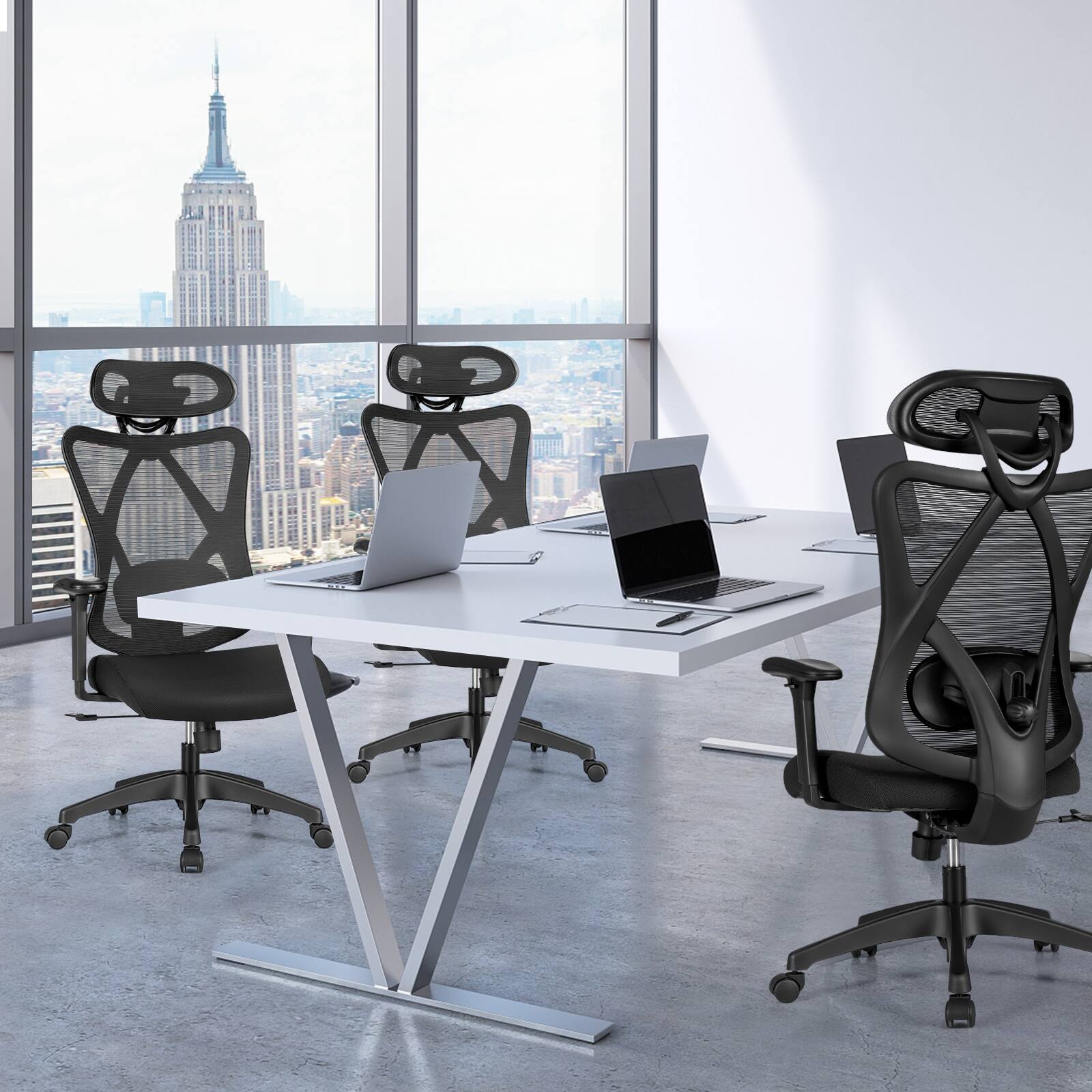 Alt View 1. Ecooso - Office Chair High Back Mesh Executive Chair with Adjustable Lumbar Support - Black.