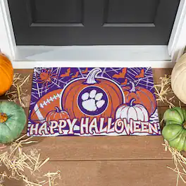 Evergreen Enterprises - Clemson Tigers 28" x 16" Happy Halloween Turf Door Mat - Multicolor