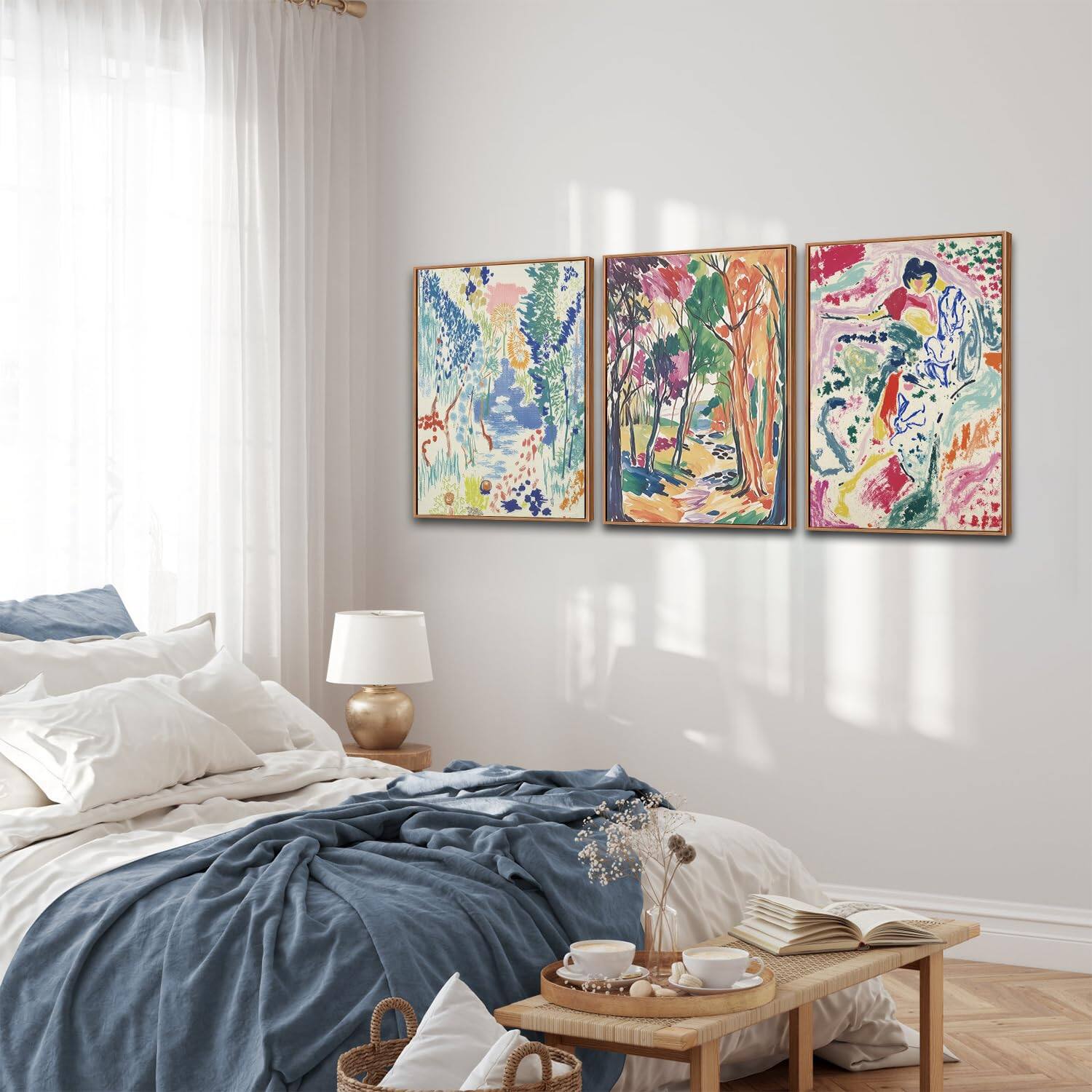 Alt View 3. Hirose Alice - CHDITB Matisse Gallery Framed Canvas Wall Art Set Large Museum Exhibition Wall Decor Abstract Matisse Garden - Geometric Floral 16"L x 24"W.