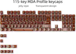 Womier - Clear keycaps,Transparent Crystal keycap Set,Shine Through MDA Profile for Cherry Mx Switches Mechanical Keyboard - Brown