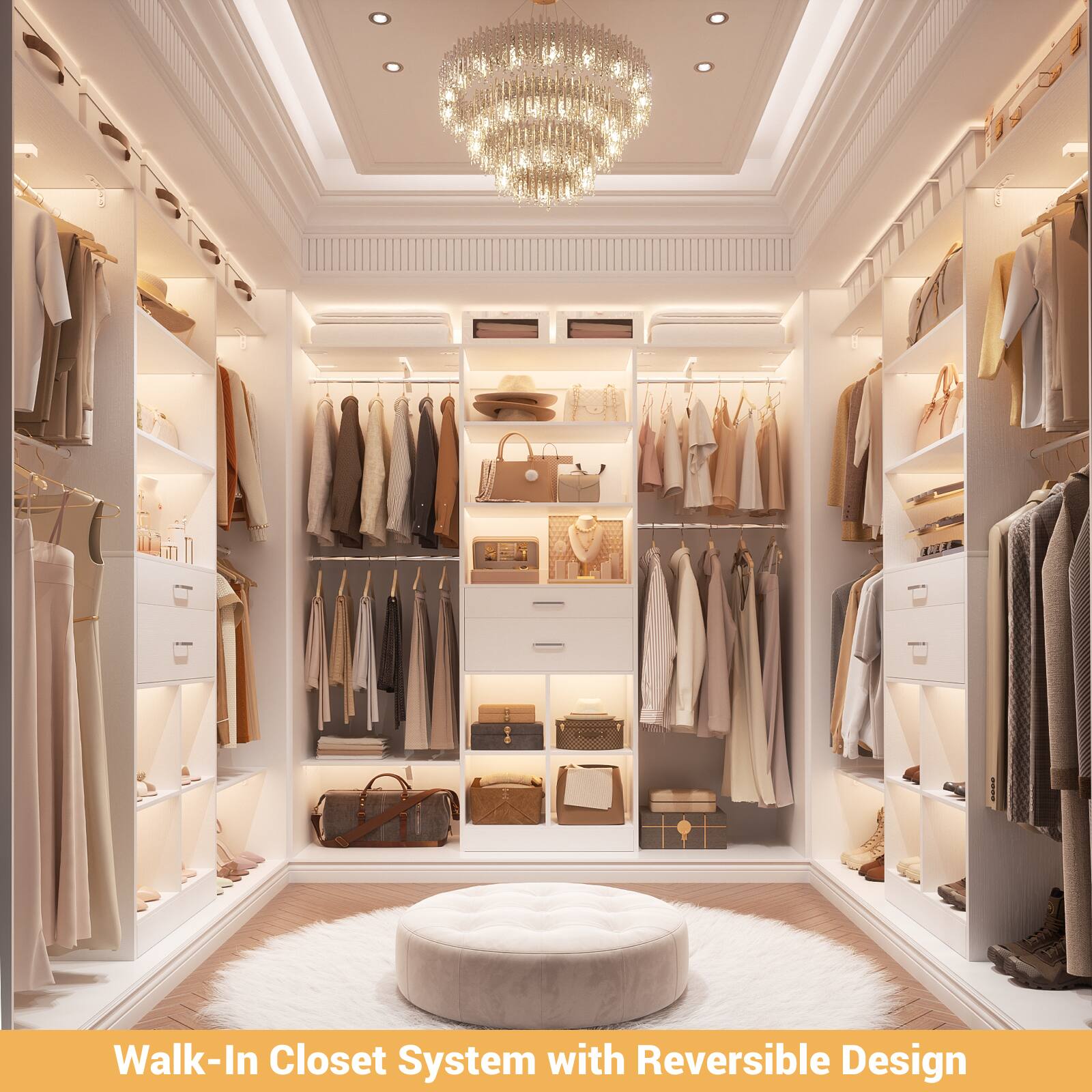 Walk-In Closet System with Reversible Design