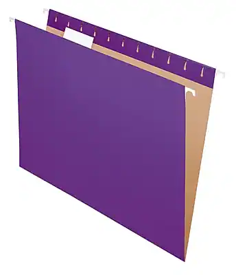 Front. Pendaflex - Recycled Hanging File Folders, 1/5 Tab, Letter Size, 25/Box - Violet.