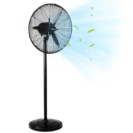Front. Winado - 20 Inch Industrial Pedestal Floor Fan 5000CFM, 80° Oscillating Standing Metal Fan, 100% BLDC Copper Motor,4 Speeds - Black.