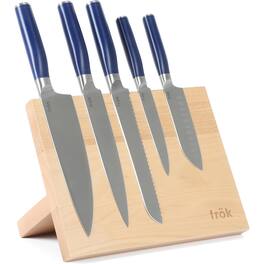 Frok - 6 Piece Cutlery Set with Magnetic Wood Stand in Blue