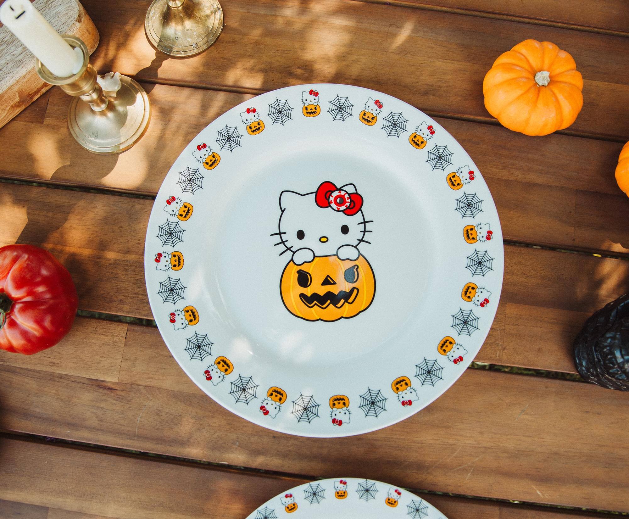 Alt View 10. Silver Buffalo - Sanrio Hello Kitty Pumpkin Boo 11-Inch Ceramic Dinner Plate - Orange.