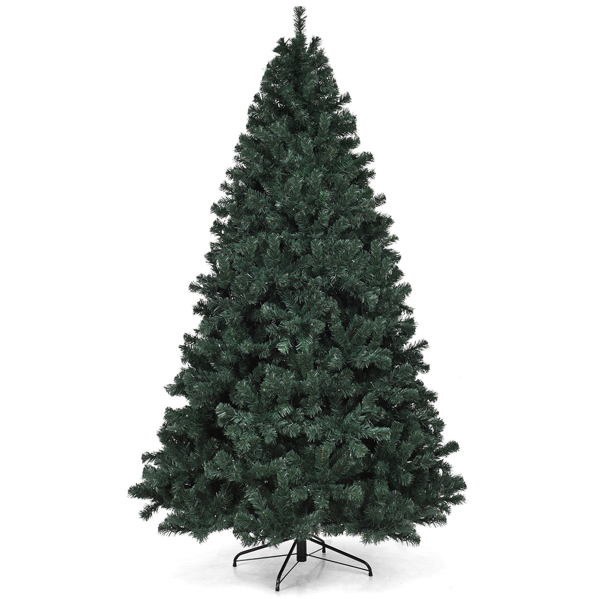 Front. Costway - 7.5Ft Pre-Lit Christmas Tree Hinged 550 Multicolor Lights - Green.