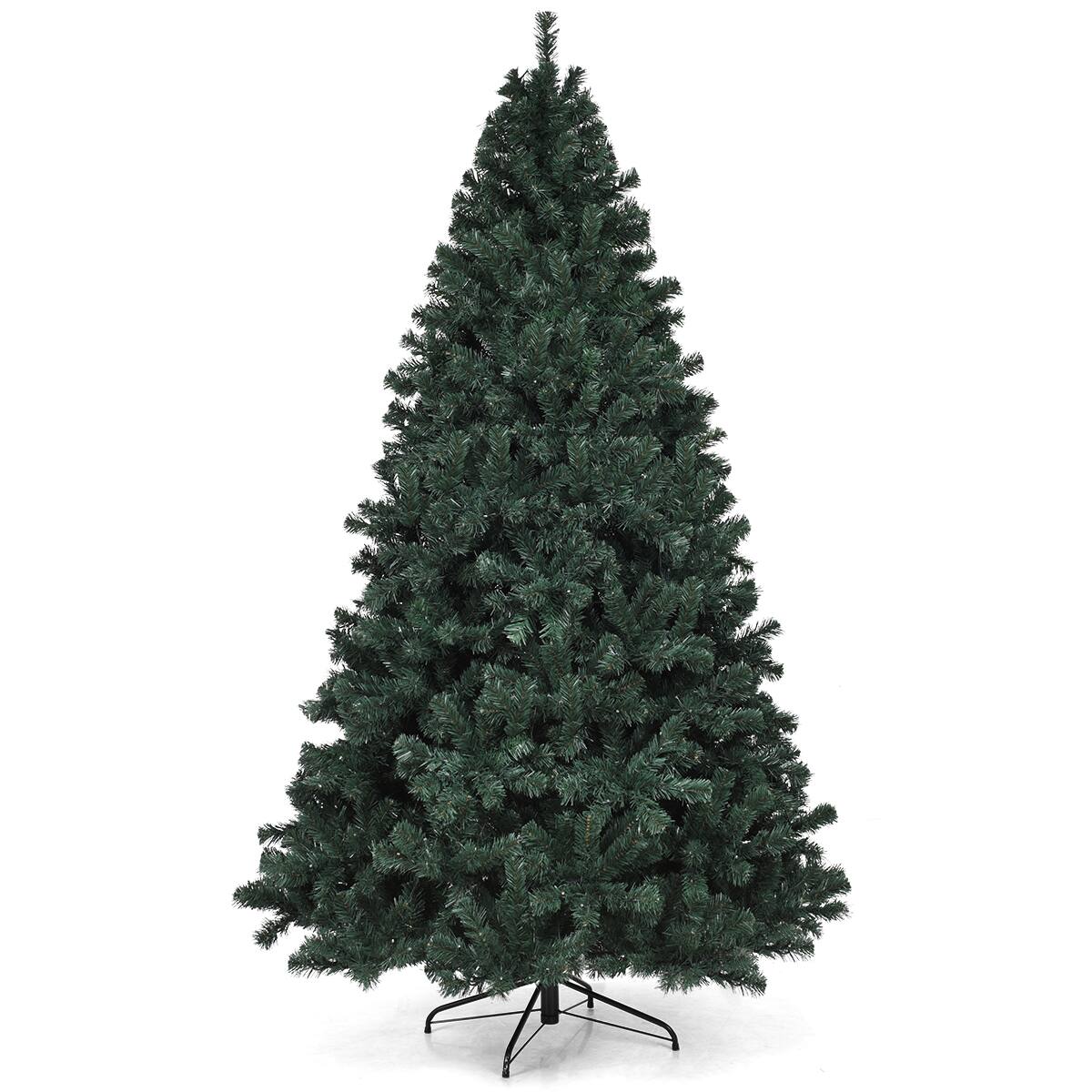 Front. Costway - 7.5Ft Pre-Lit Christmas Tree Hinged 550 Multicolor Lights - Green.