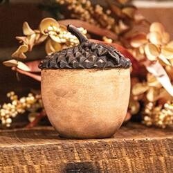 Angle. BreeBe - Resin Acorn Sitter - Brown.