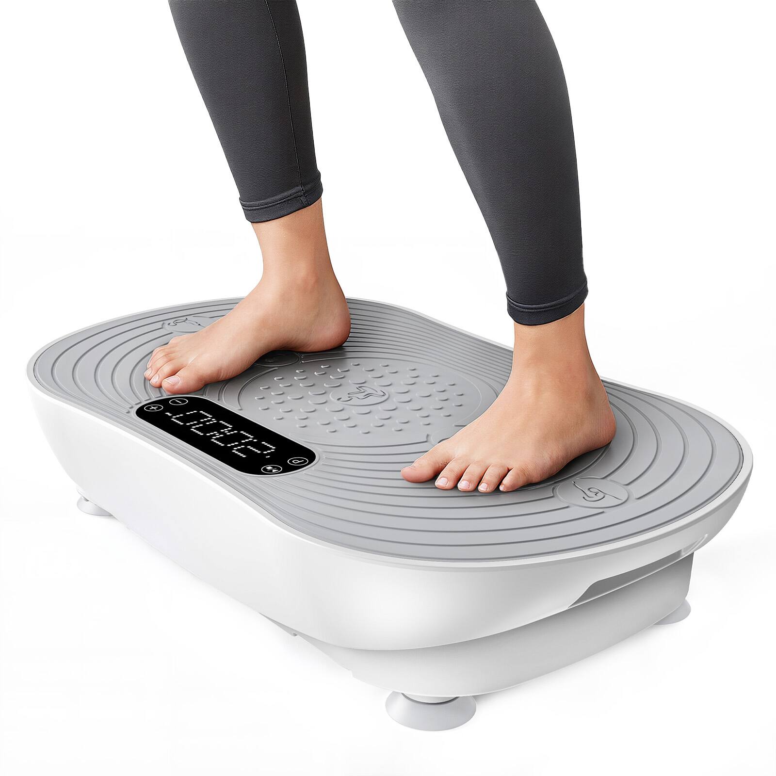 Left. MERACH - MERACH V33 Vibration Plate for Lymphatic Drainage Weight Loss Muscle Activation, LED Touch Screen Bluetooth Pull Cord - White.