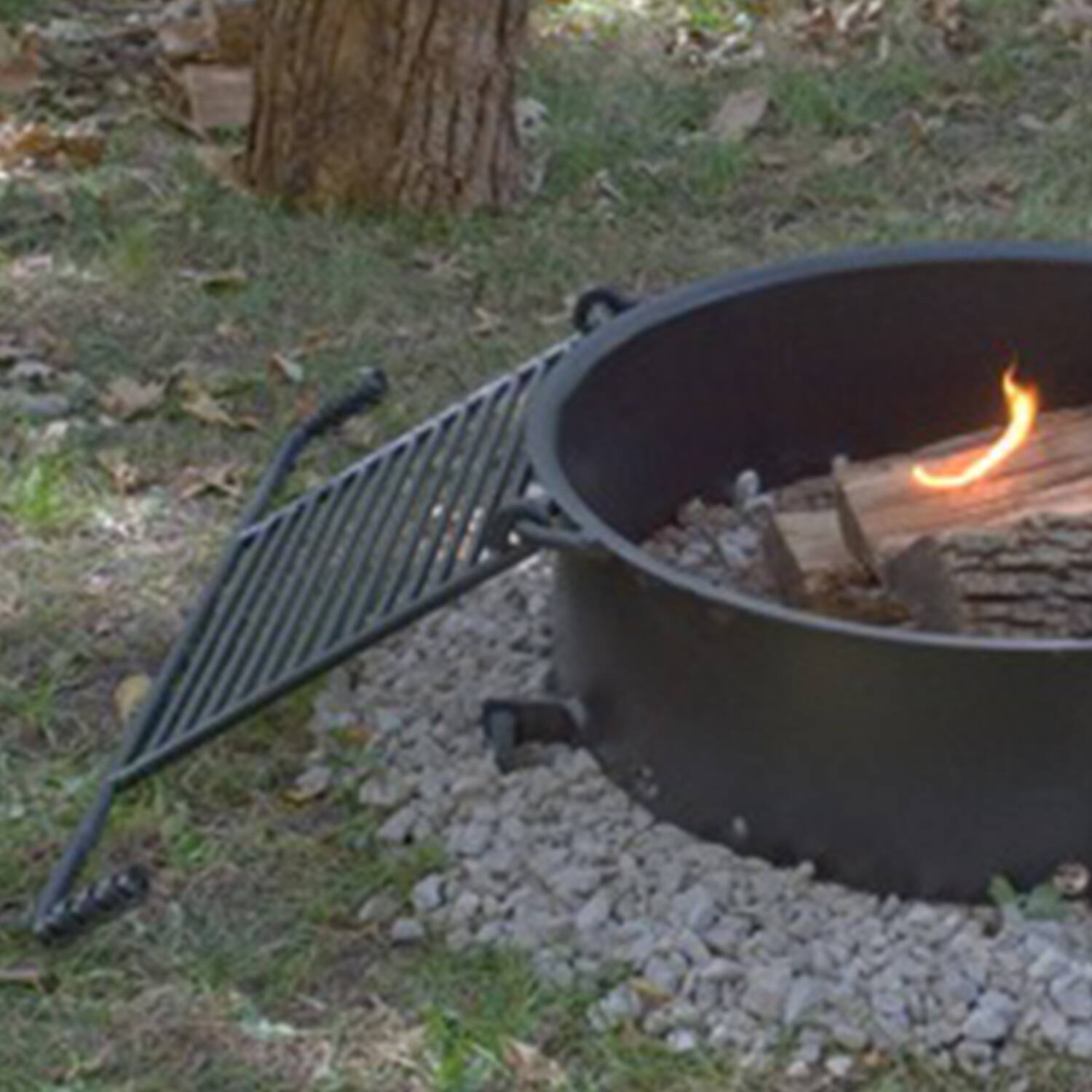 Alt View 1. Pilot Rock - Pilot Rock 24 Inch Steel Ground Fire Pit Ring and Metal Cooking Grate, Black - Black.