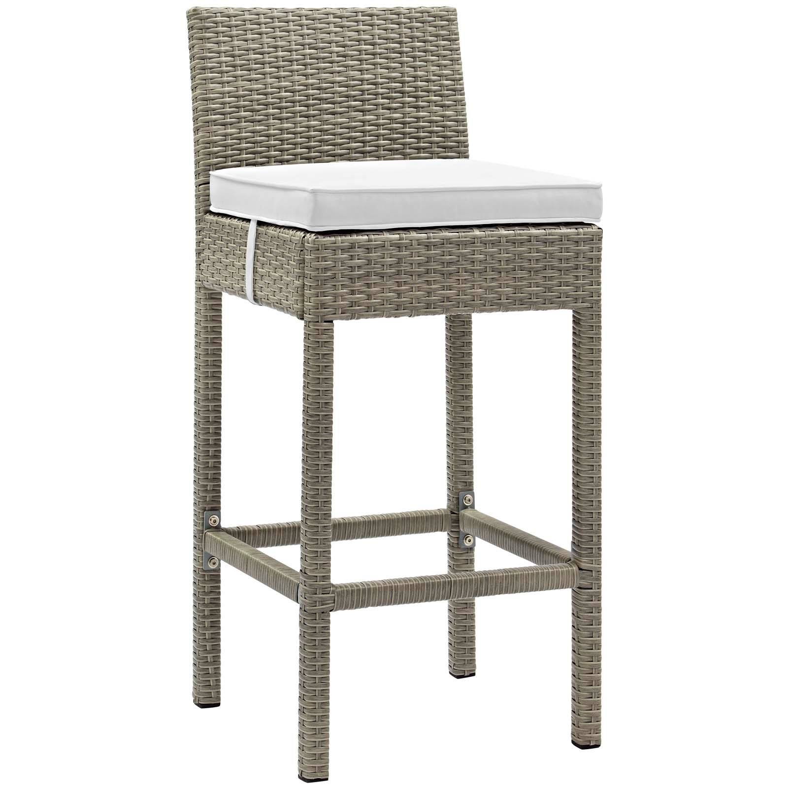 Left. Modway - Conduit Outdoor Patio Wicker Rattan Bar Stool Set of 4 by Modway - Light Gray White.