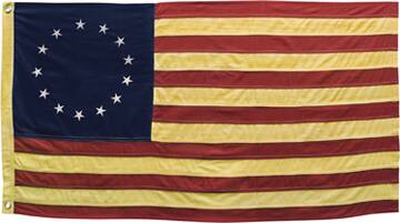 Front. BreeBe - Aged Betsy Ross Flag 58" - Red, White, Blue.