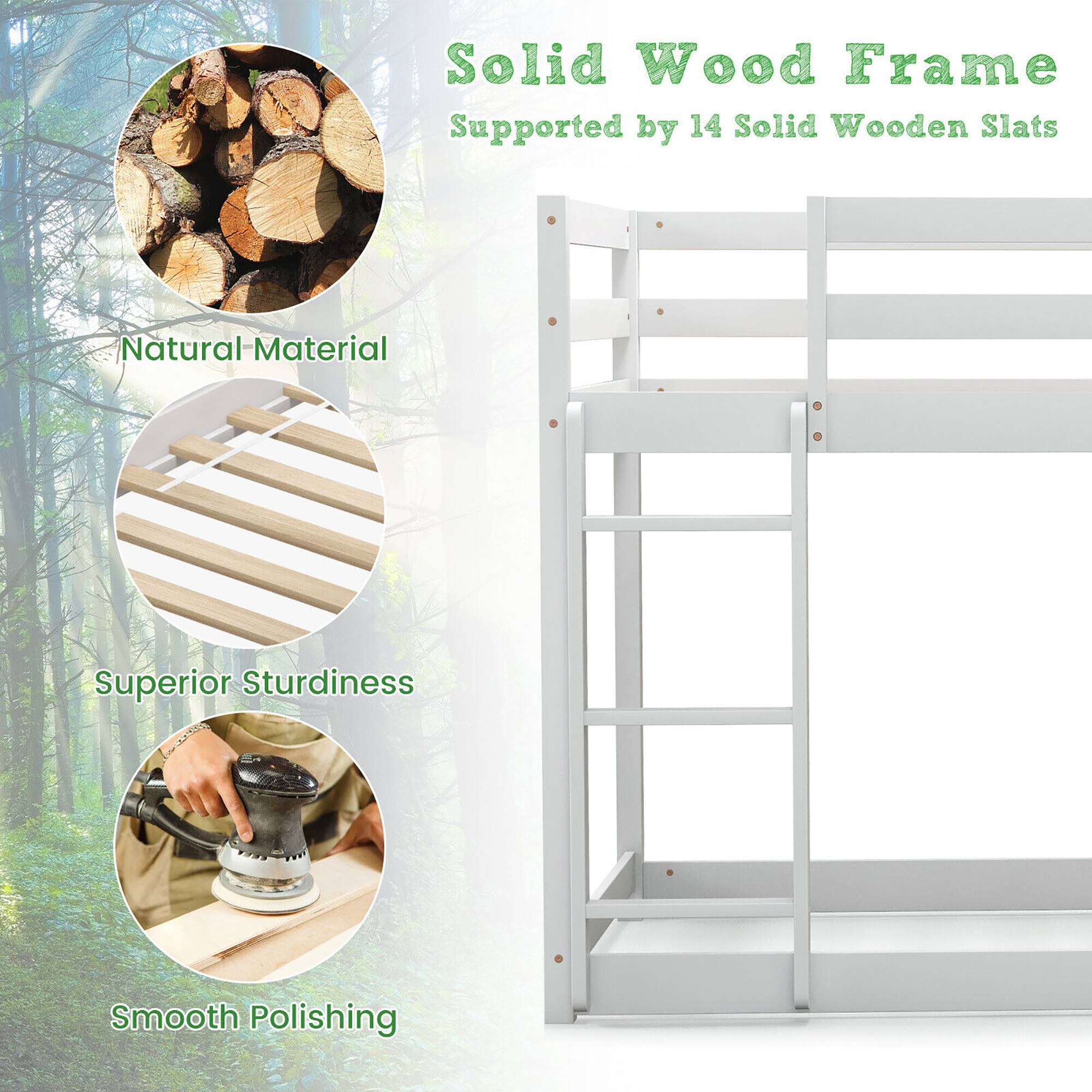 Solid Wood Frame  
Supported by 14 Solid Wooden Slats  

- Natural Material  
- Superior Sturdiness  
- Smooth Polishing