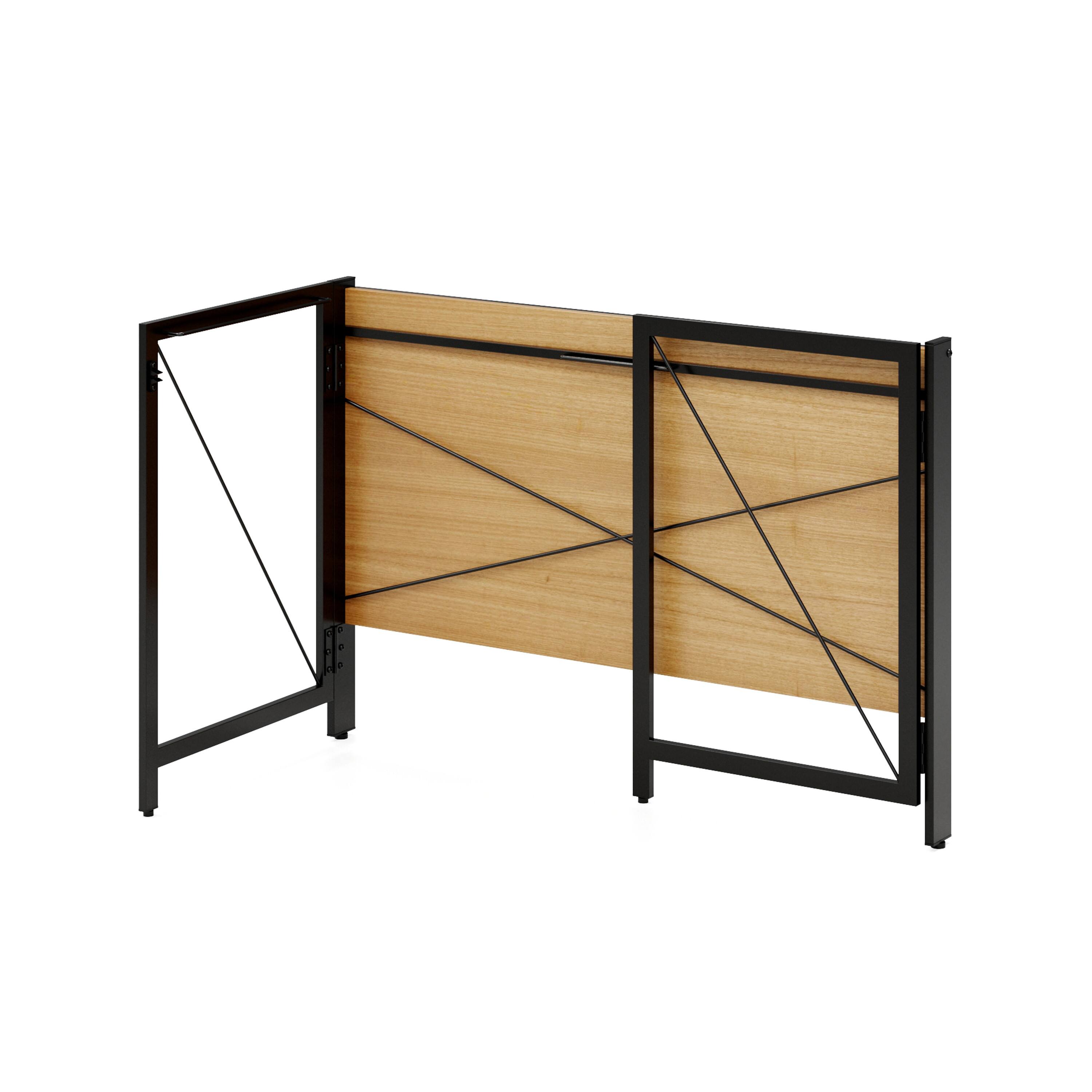 Alt View 9. Space Solutions - Space Solutions 43 inch Folding Home Office Desk for Home or Office, Black / Teak - Black.
