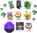 The image features a variety of Minecraft figures and toys, including a Minecraft Mini Mode Spawn Egg, a Minecraft Mini Figure, and a Minecraft Mini Figure with a sword. The figures are displayed in a row, showcasing the different characters and elements from the Minecraft universe.