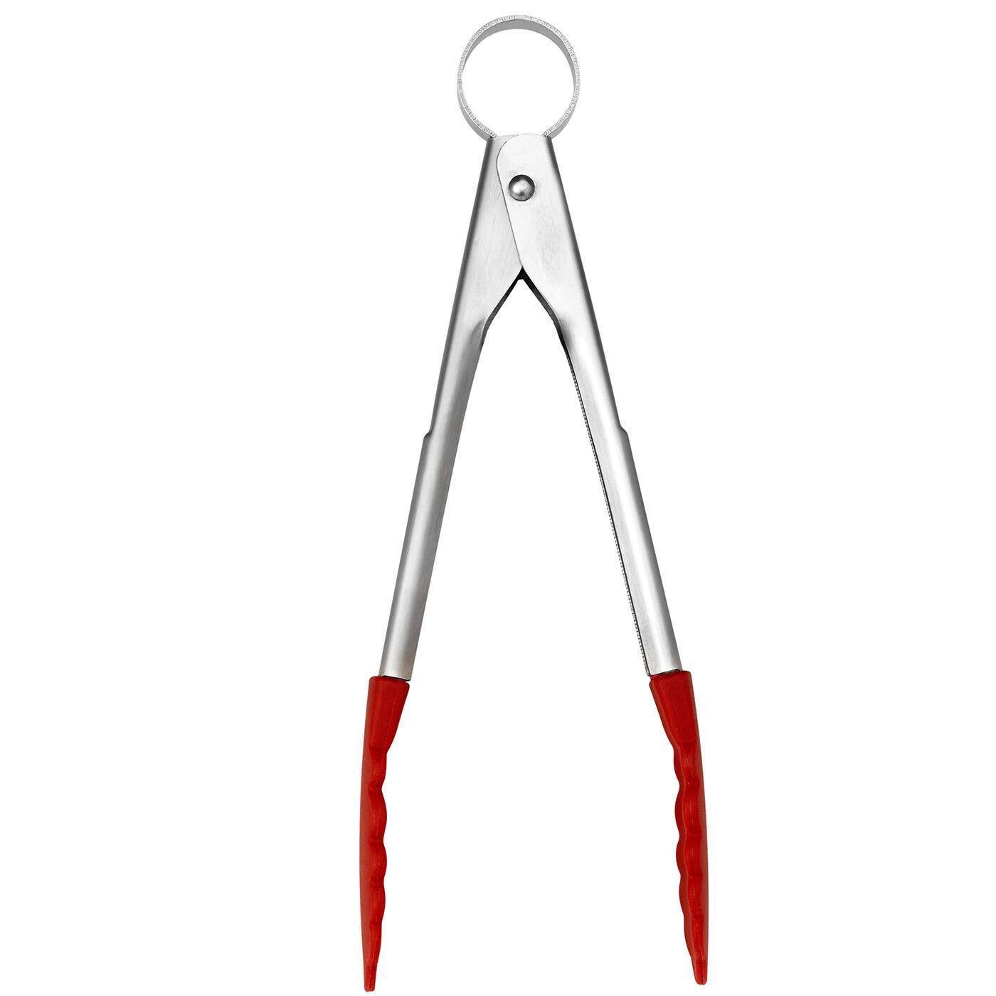 Front. Cuisipro - Silicone Mini Tongs, Red - Red.