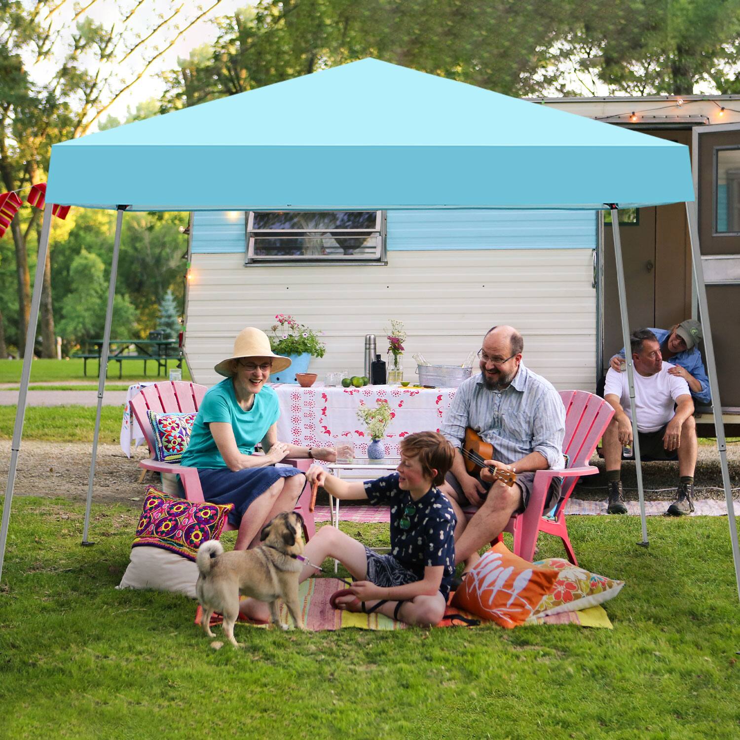 Back. Ainfox - Ainfox 10x10Ft Slant leg Pop Up Canopy Tent,Portable Instant Folding Shelter Gazebos - Sky blue.