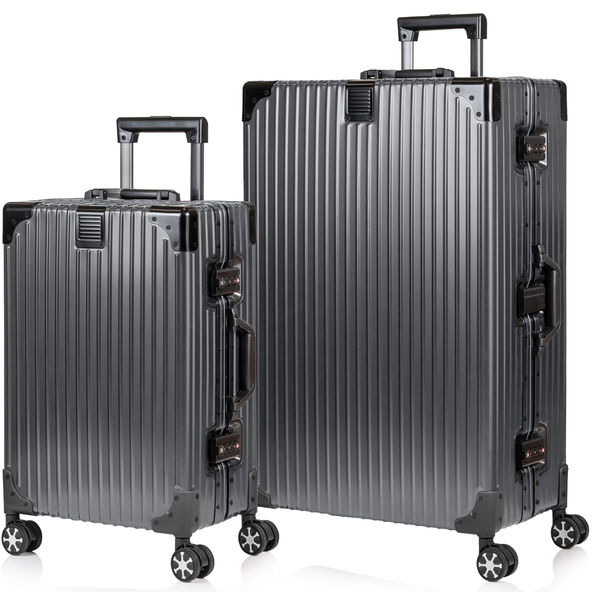 Front. Champs - Elite Aluminum 2-Piece Luggage Set - Grey.
