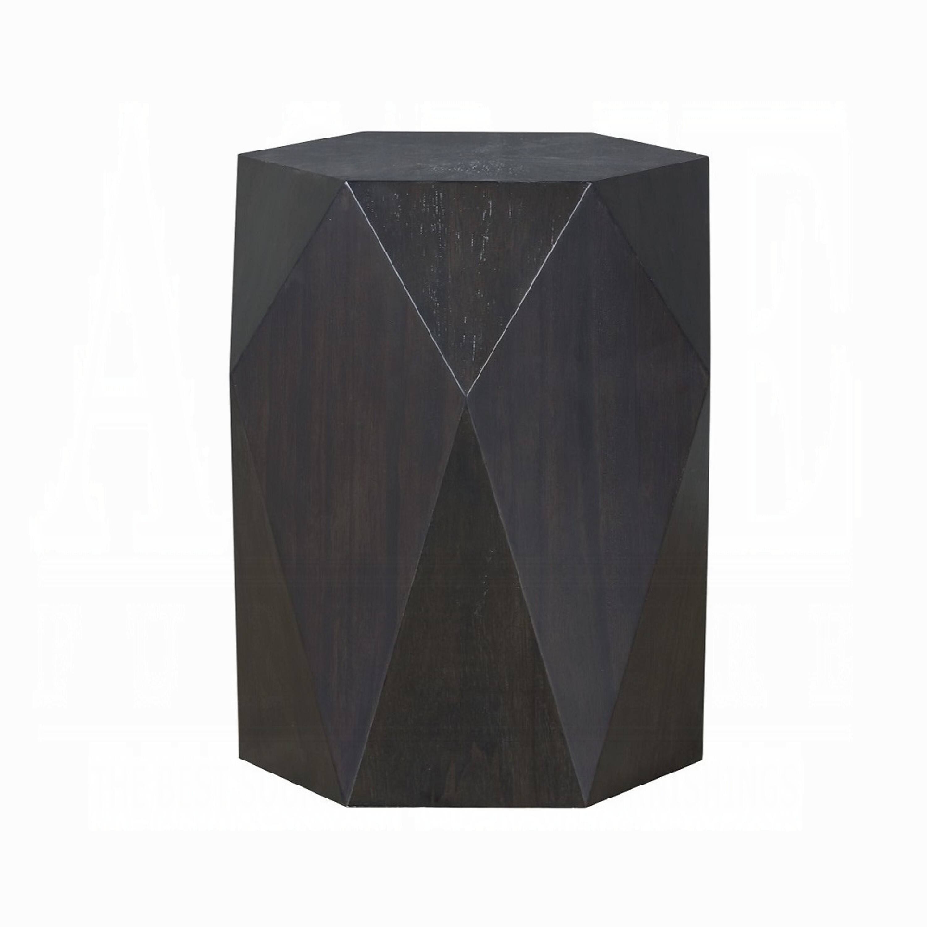 Manhattan Lane - Hano Side End Table, Rubberwood, 22 Inch Modern Geometric Body - Black