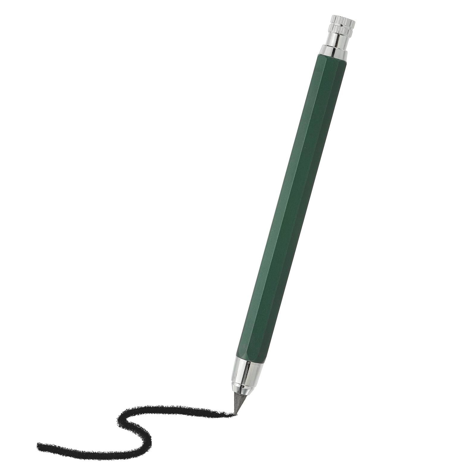Front. Unique Bargains - 1pc Mech Pencil 5.6mm, Lead Holder Large Metal w/ Sharpener for Drawing, Sketching, Woodworking - Green.