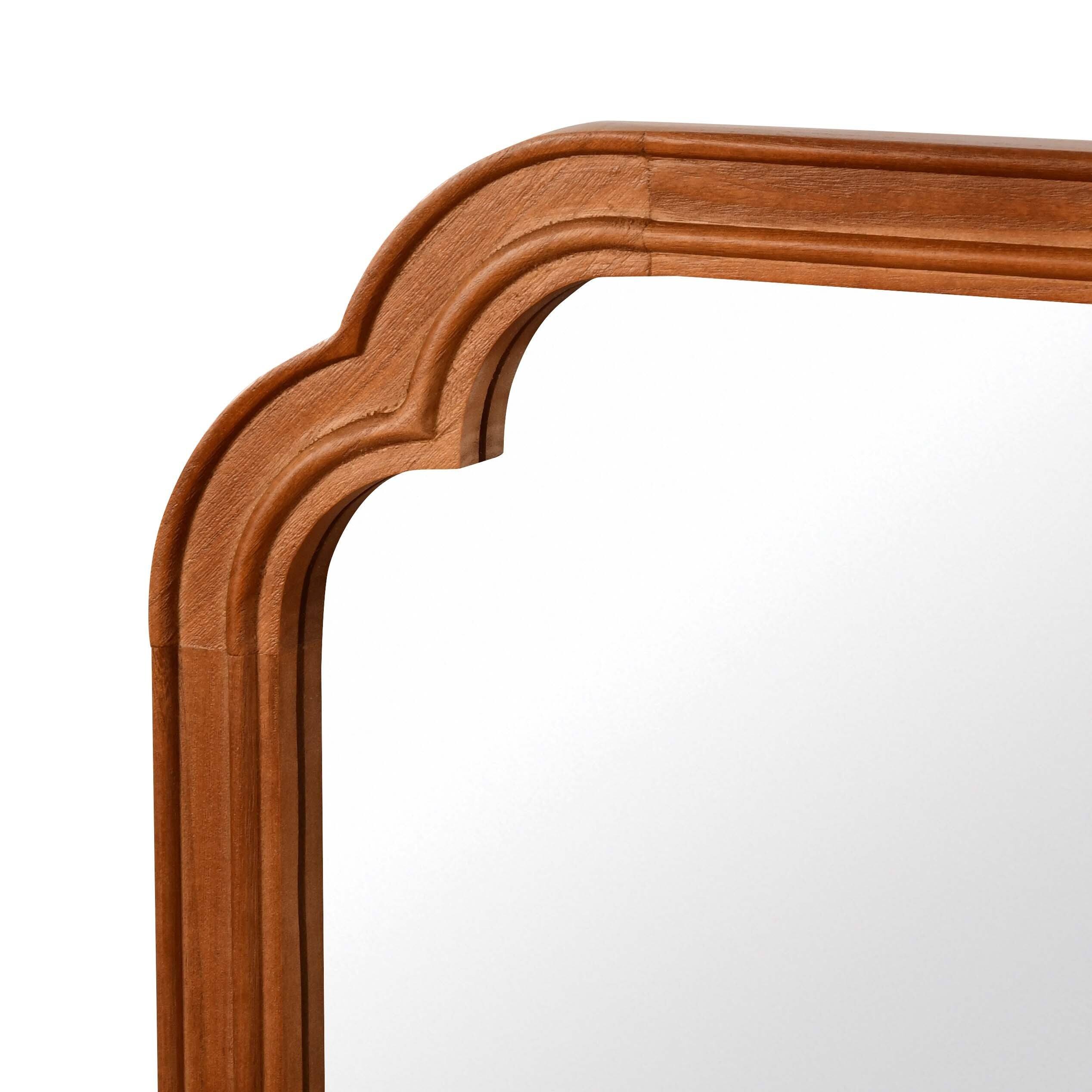 Alt View 4. BreeBe - 24x36 Yellowish Brown Solid Wood Rounded Corner Decorative Mirror for Bedroom Bathroom Living Room Entryway - Yellow Brown.