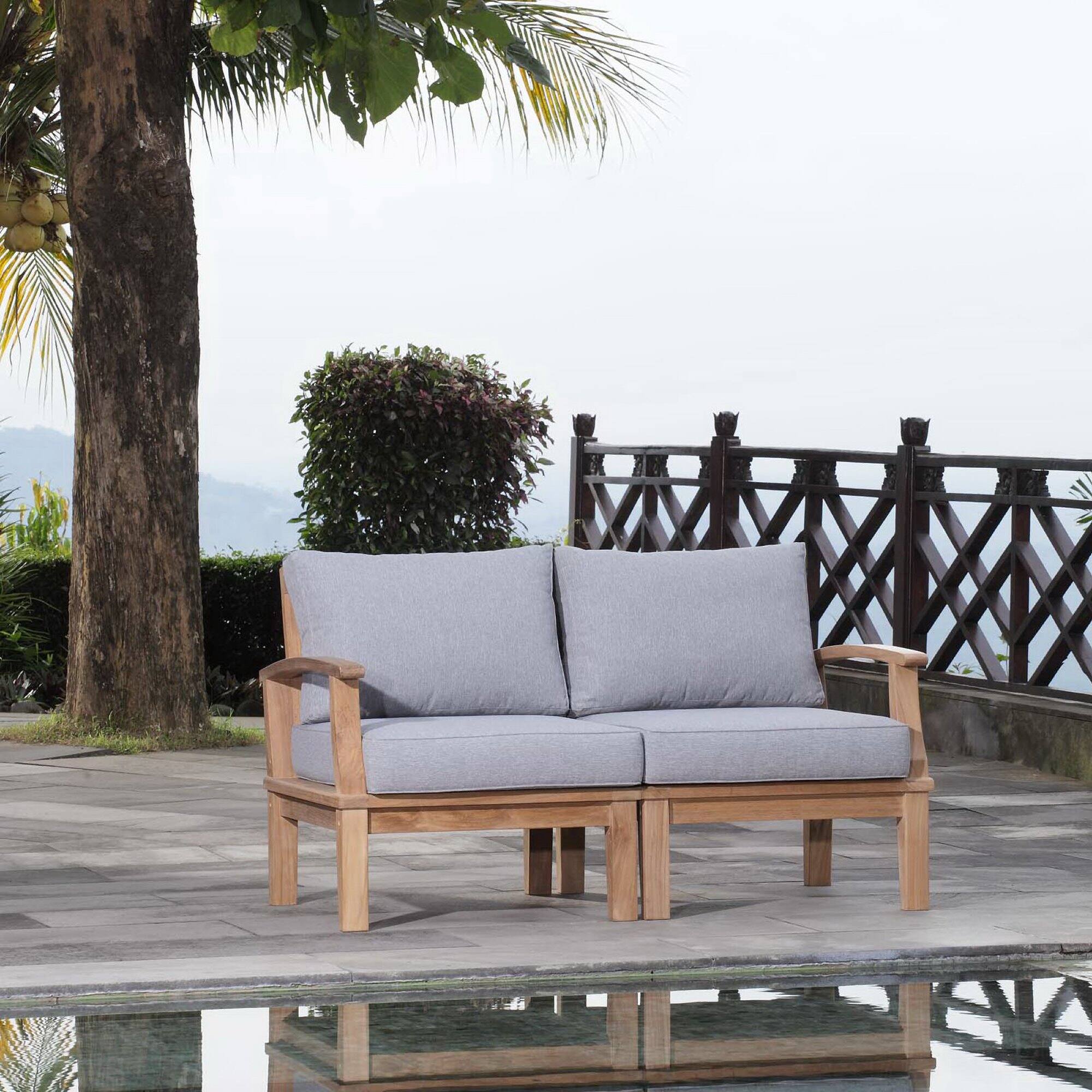 Front. Modway - Marina 2 Piece Outdoor Patio Teak Set by Modway - Natural Gray.