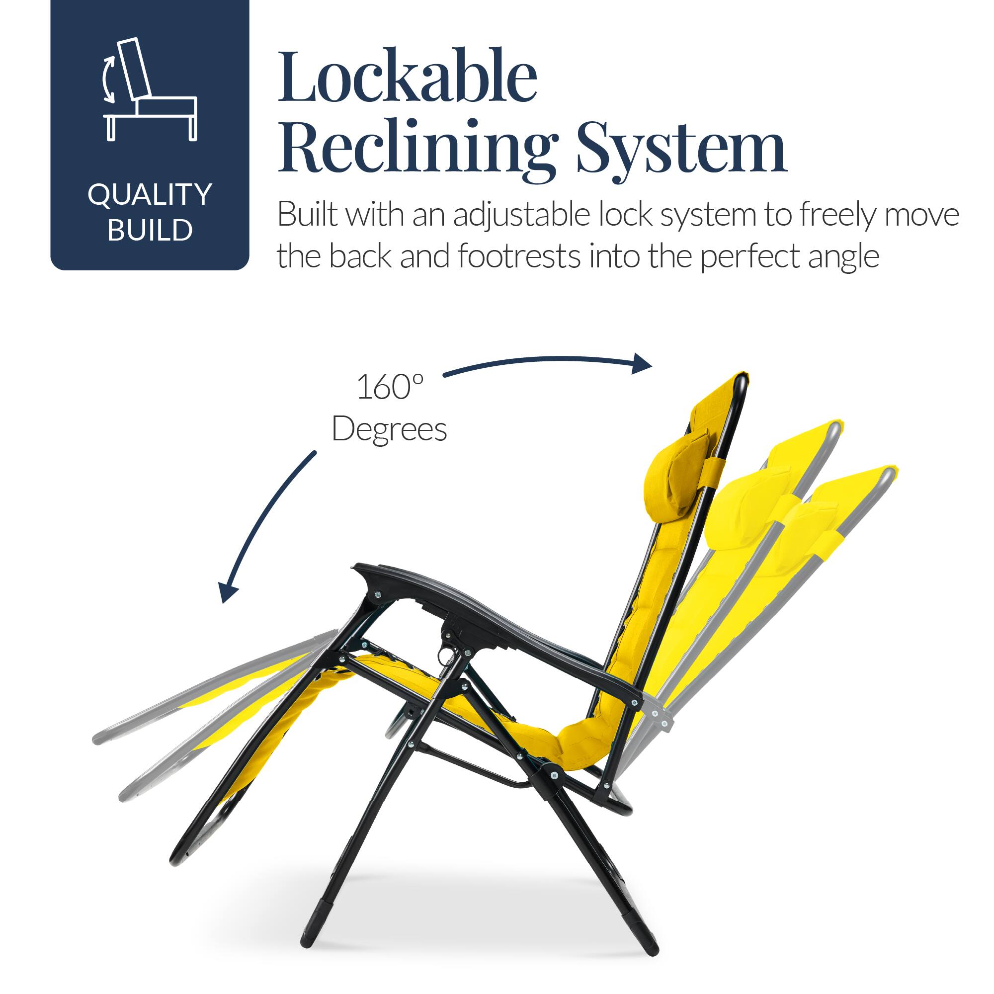 Lockable Reclining System

QUALITY BUILD

Built with an adjustable lock system to freely move the back and footrests into the perfect angle

160° Degrees