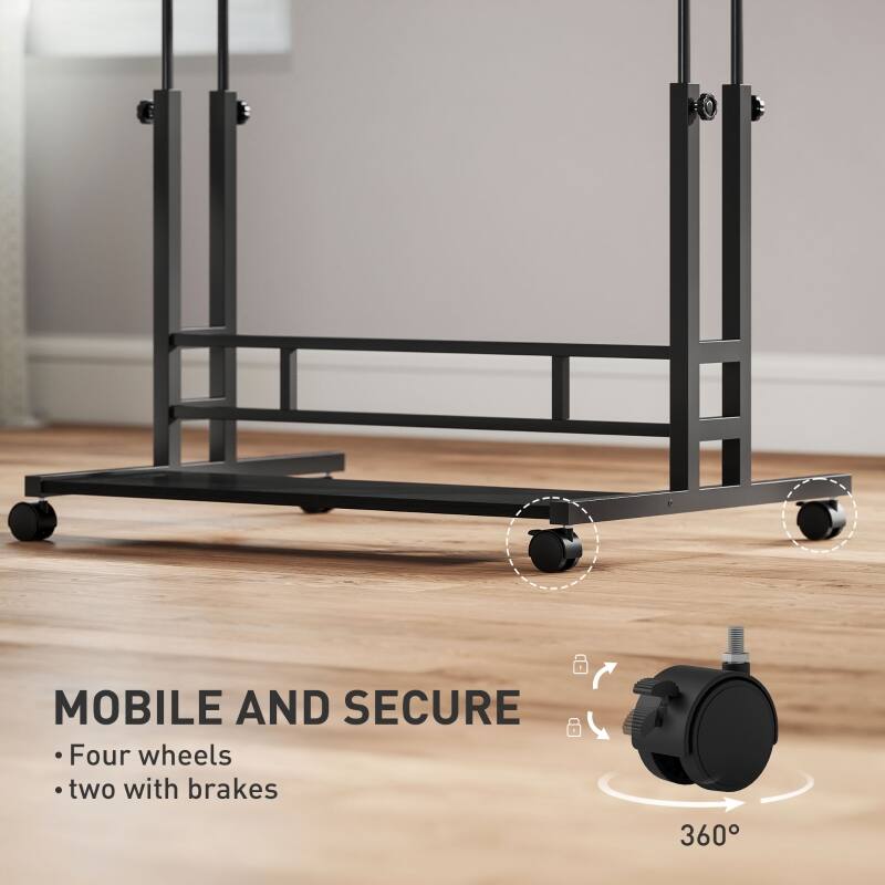 MOBILE AND SECURE  
- Four wheels  
- two with brakes  
360°