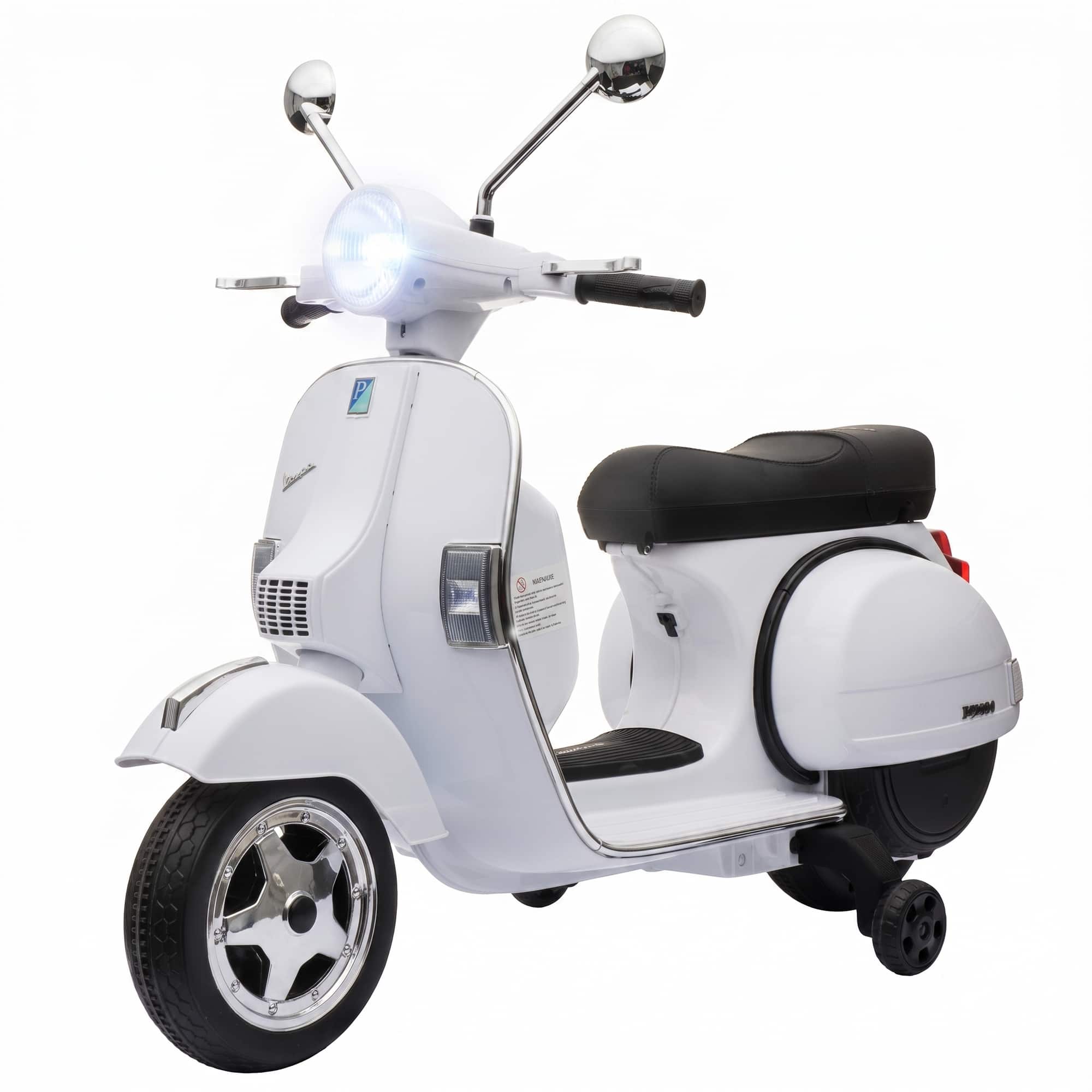Qaba - Kid Motorcycle, Electric Motorbike with Training Wheels, Rear Suspension - White