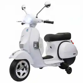 Qaba - Kid Motorcycle, Electric Motorbike with Training Wheels, Rear Suspension - White