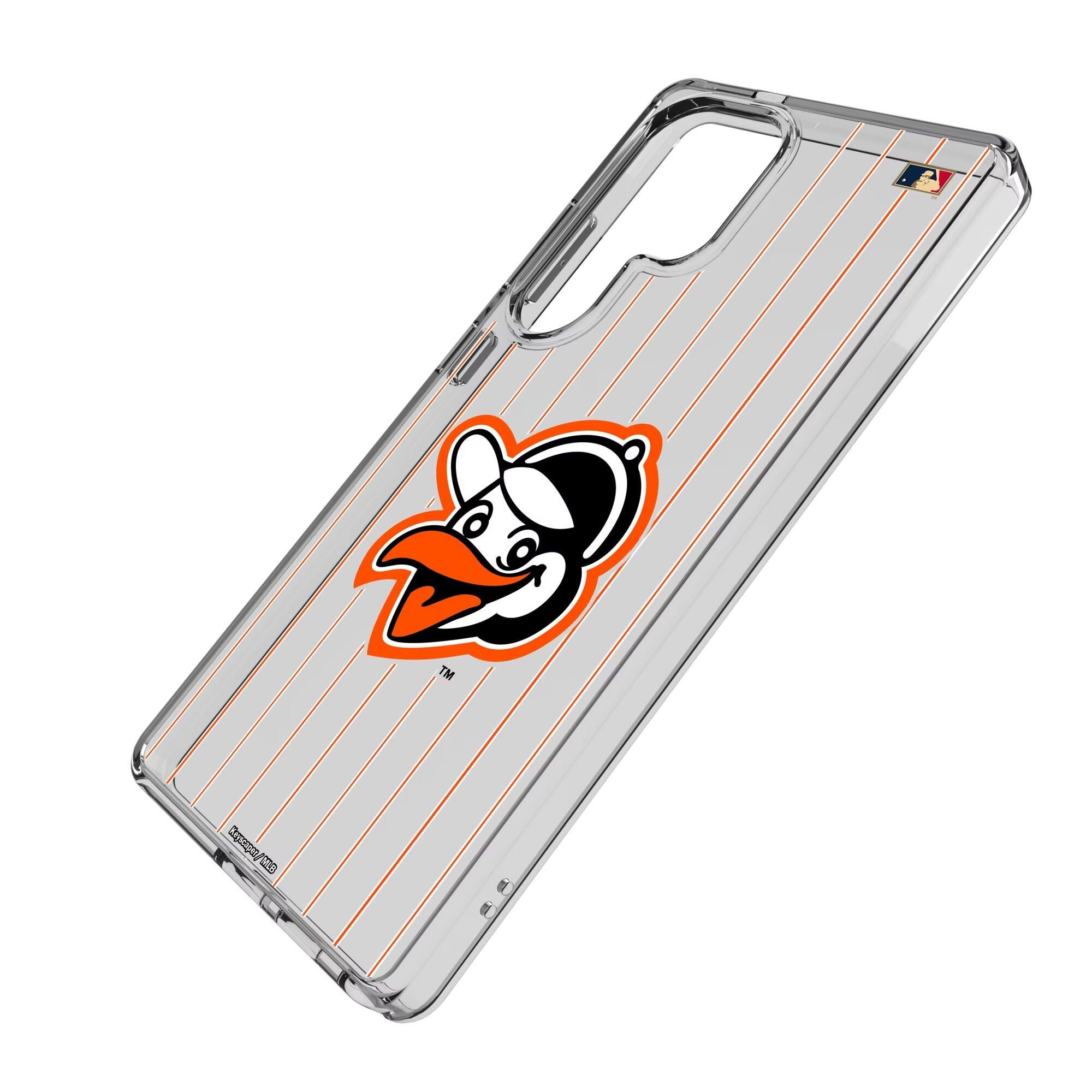 Alt View 1. Keyscaper - Baltimore Orioles 1955 Cooperstown Pinstripe Galaxy Clear Case - S25 - Multicolor.