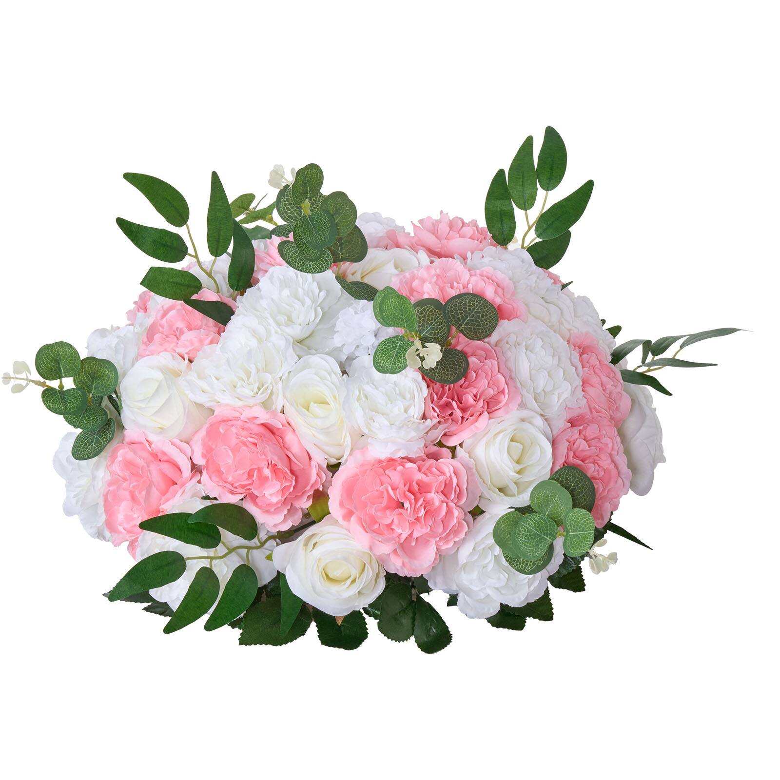 Alt View 5. VEVOR - Flower Ball Arrangement Bouquet 10 PCS, 17.7-Inch Diameter Artificial Flower Balls Wedding Table Centerpieces - Pink, white, green.