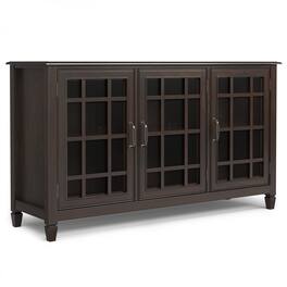 Simpli Home - Connaught SOLID WOOD 60 inch Wide Traditional Wide Storage Cabinet Buffet - Chestnut Brown