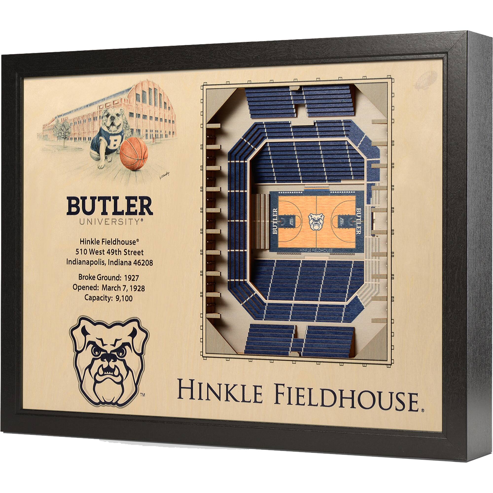 Butler Bulldogs 25.5" x 19.5" Hinkle Fieldhouse Stadium Views Wall Art