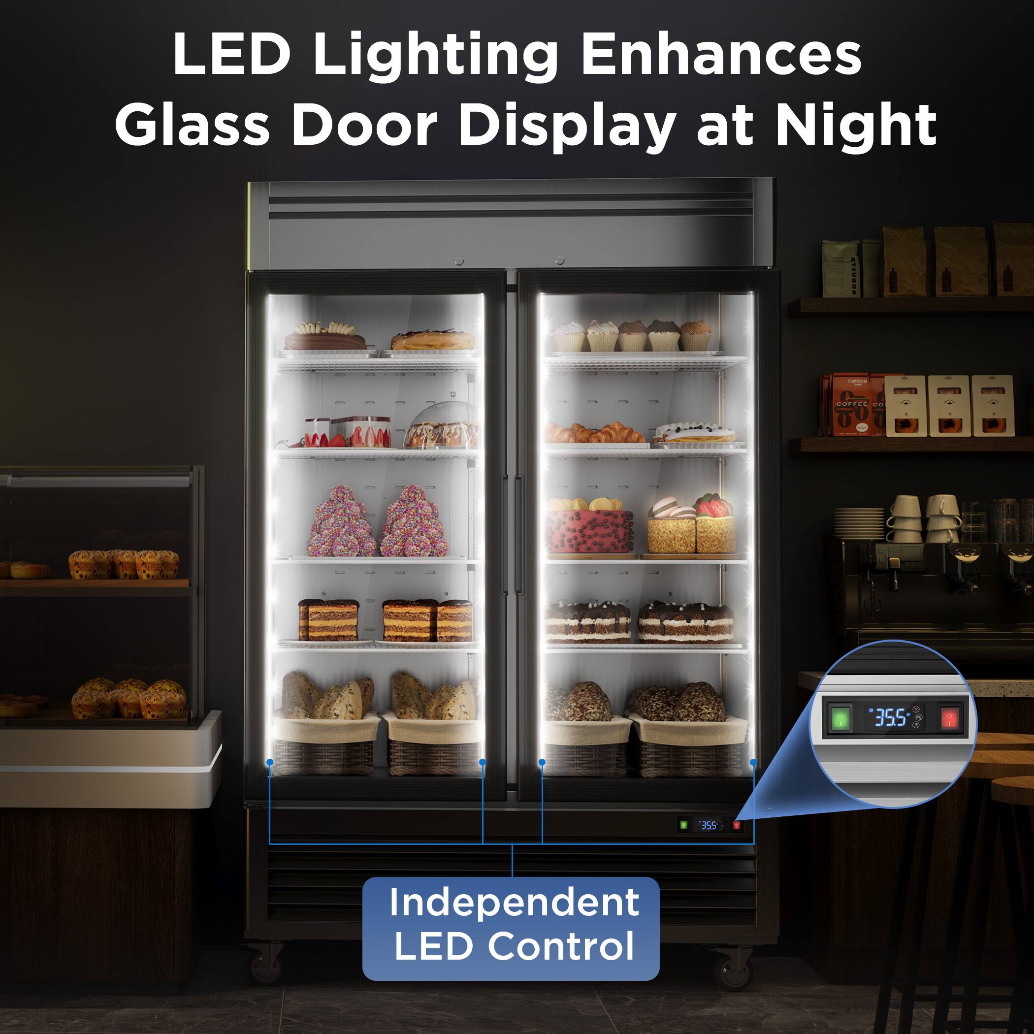 LED Lighting Enhances Glass Door Display at Night  
OES 355  
240  
Independent LED Control