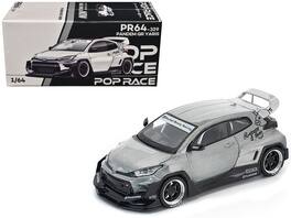 Toyota "Pandem" GR Yaris RHD (Right Hand Drive) Raw Metal 1/64 Diecast Model Car by Pop Race - Gray