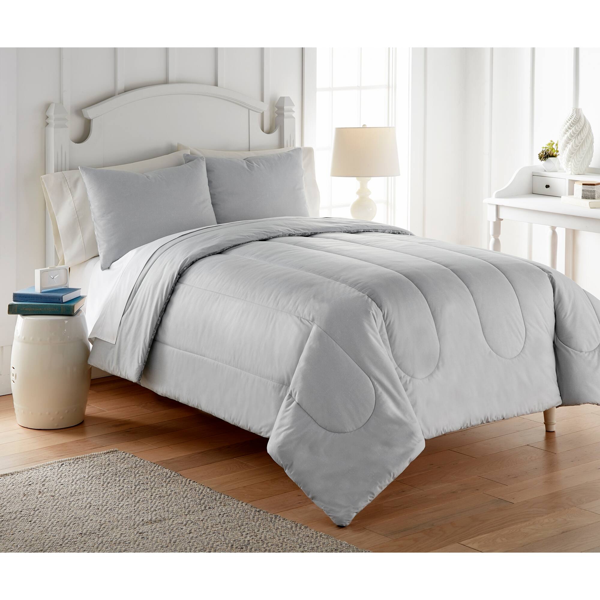 Alt View 4. Shavel Home Products - Micro Flannel 6 in 1 Comforter Set, Twin, Gray Paisley - Gray paisley.