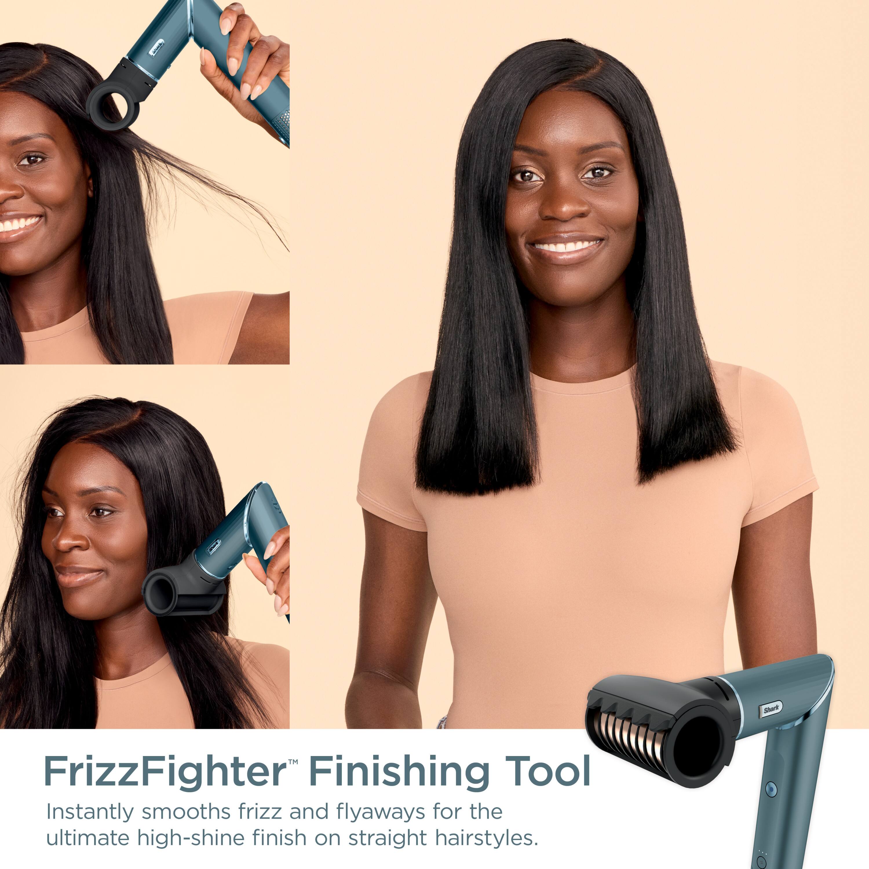 FrizzFighter™ Finishing Tool

Instantly smooths frizz and flyaways for the ultimate high-shine finish on straight hairstyles.