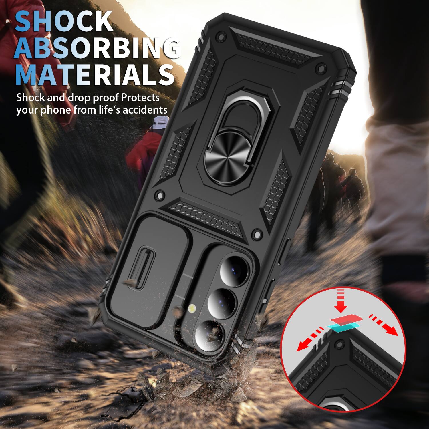 SHOCK ABSORBING MATERIALS  
Shock and drop proof  
Protects your phone from life's accidents