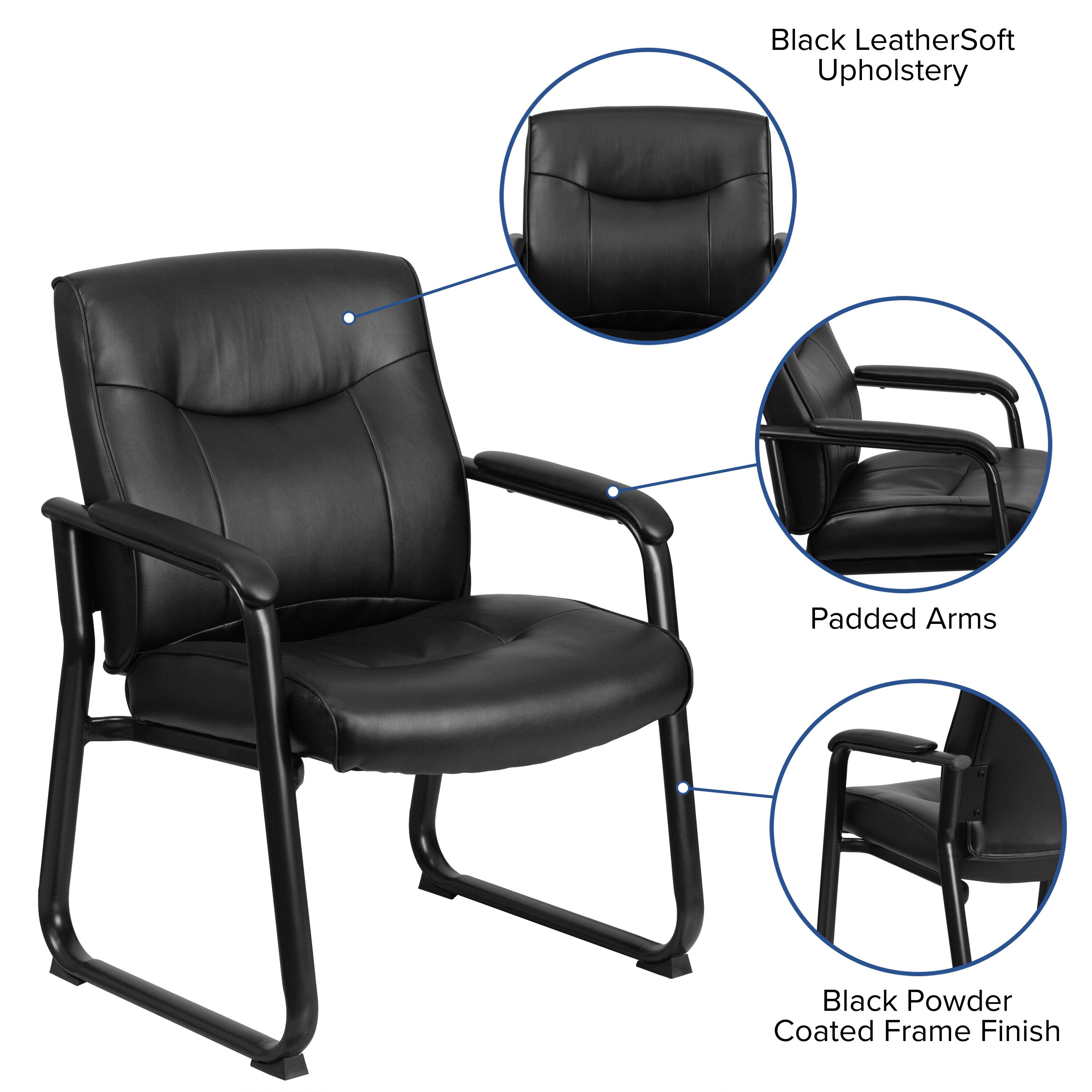 Black LeatherSoft Upholstery  
Padded Arms  
Black Powder Coated Frame Finish
