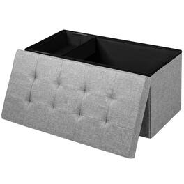 Ecooso - 31.5-Inch Storage Ottoman Bench Footrest with Removable Storage Bin for Bedroom - Silver