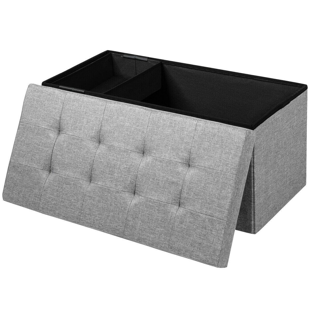 Front. Ecooso - 31.5-Inch Storage Ottoman Bench Footrest with Removable Storage Bin for Bedroom - Silver.